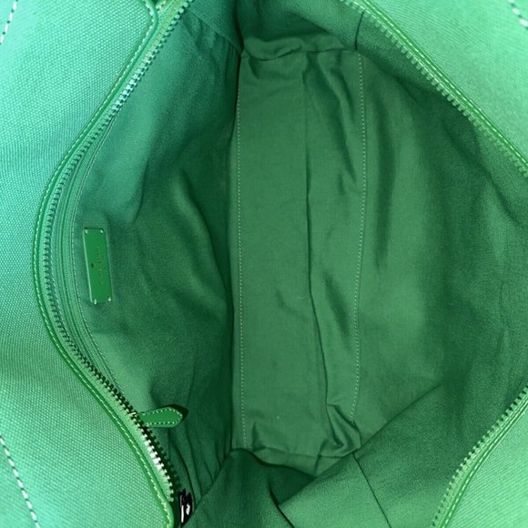 Kate Spade Jett Large Tote Green Bean Time Stripe Embroidered Logo NWT Authentic - Picture 4 of 5